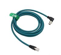HangTon Ethernet Cable for PLC Router Network Cognex Basler Baumer SICK Keyence Datalogic Microscan Vision Camera Sensor Reader, M12 8 Pin X-Code Right Angle 90-Degree to RJ45 (20m)