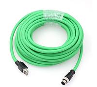 HangTon Ethernet Cable M12 4 Pin for Omron Keyence Sick Datalogic Matrix 410N 450 Reader Sensor, D-Coded to RJ45 Cat5e Network 10m