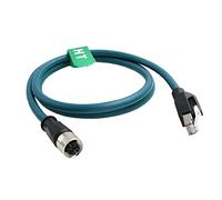 HangTon Ethernet Cable M12 X Code 8 Position Female to RJ45 Cat-7e for Industrial Actuator Sensor Profibus Network Automation Application 30cm