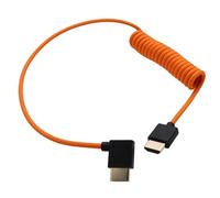 HangTon Flexible Coiled HDMI Cable, 8K60 4K120 for Atomos Ninja V Shinobi Ultra Monitor, Canon R5mk2 Nikon z6iii Sony FX2 A7Siii Lumix S1R Fujifilm Blackmagic ZCAM, Right Angle, 50cm