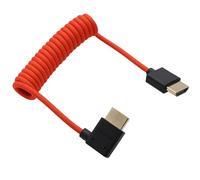 HangTon HDMI 8K 4K 60fps High Speed Cable for ATOMOS Ninja V Shinobi Monitor, Sony A9 FX3 A7Siii, Canon R5ii, BMPCC6K, Teradek FEELWORLD Portkeys SmallHD, Red Braided Coiled, L-shaped