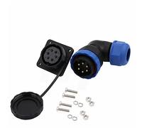 HangTon HE29 6 Pin Power Waterproof Connector 25A, Quick Disconnect Male Female Right Angle Wire Plug Panel Mount Socket, Outdoor Marine Electrical Circular Solder