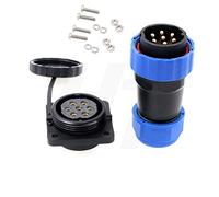 HangTon HE29 7 Pin Connector Industrial Marine Power Plastic Aviation Waterproof IP68 Outdoor Wire Plug Panel Mount Socket (7 pin 25A 380V)