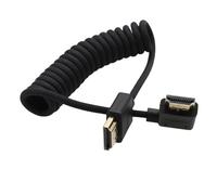 HangTon High Speed HDMI Cable for ATOMOS Ninja V Shinobi, Sony Canon Lumix Nikon Blackmagic TV Laptop Projector PS5 Xbox FEELWORLD Portkeys, Black Braided Coiled, Right Angle to Straight 8K 4K60