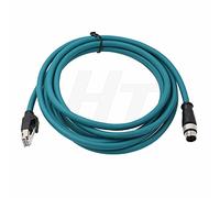 HangTon Industrial Machinery Male M12 4 Pin D-Code RJ45 Ethernet Power Cable, Shielded High Flex Waterproof Network Cable (3m)