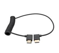 HangTon Left-Angle HDMI, 8K 60p 4K 120p Cable for ATOMOS Ninja V, Lumix S5II GH5, Sony A7S3 A7RV A7IV Canon C70 Z9 Camera FEELWORLD BMD, Type A HDMI 2.1, Braided Coiled 50cm