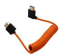 HangTon Left Angle HDMI, 8K60 4K120 Thin Cable for ATOMOS Ninja V to Sony FX3 FX9 A9 A1 A7RV A7IV A7SIII, Lumix G9M2 GH5S GH6 S1, Nikon Z8, Canon C70 R5 Mark II, Orange Braided Coiled