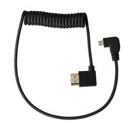 HangTon Left Angle Micro HDMI 4K 8K Cable for Sony A7C ZV-E1, Canon R6ii R5C R10, ATOMOS Ninja V Ultra Shinobi Monitor, High-Speed Flexible Black Spiral 50cm
