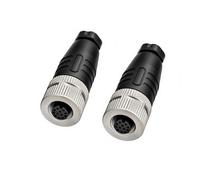 HangTon M12 12 Pin Female, Power Ethernet I/O Connector for Industrial Automation Cognex Livox Hikrobot Machine Vision Sensor, Solder, A-coded, Power 30V 1.5A, Waterproof, 12mm Thread, 2pcs