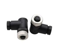 HangTon M12 6 Pin Female Connector, Screw, A-coded, Power 30V 2A, Waterproof, 90-degree, Circular, 12mm Locking Thread for Industrial Automation Sensor, 2pcs