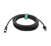 HangTon M12 8Pin X-Coded Female to RJ45 CAT5e Ethernet Cable for Industrial Automation Actuator Sensor Profibus Network Switch Router PLC, SF/UTP Black, 5m