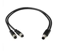 HangTon M12 T-Splitter Cable, 5-Pin for Balluff Industrial Automation Actuator Sensor Profibus Fieldbus, Data Power Signal, IP67 PVC Shielded 50cm