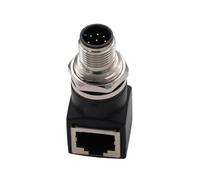HangTon M12 to RJ45 Network Adapter, 8 pin A-code Male for Ethernet Switch Industrial Machine Control Automation Sensor Encoder, CAT5e CAT6 1Gbps Speed, Waterproof