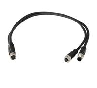 HangTon M12 Y-Splitter, A-code 5-Position Female to Male Cable for Industrial Automation Profinet EtherNet Fieldbus Actuator Sensor Switch, IP67 PVC Shielded 10M