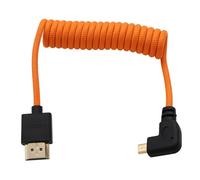 HangTon Micro HDMI 4K 8K Ultra HD Cable for Sony A6700 A7C Canon EOS R5 R7 GH4 X-T30II Z50 Camera ATOMOS Ninja V Portkeys Monitor, Type A D HDMI2.1 Orange Braided Coiled 30cm