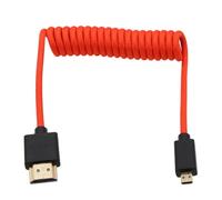HangTon Micro HDMI 4K120 8K60 Raw Cable for ATOMOS Ninja V Ultra Shinobi, Sony ZV-E10 A7C A7R IV A6700, Canon R5C R100 R8 R6 M50 MKII, Nikon Fujifilm Sigma FP, Red Braided Coiled 30cm