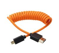 HangTon Micro-HDMI to HDMI 4K 8K Raw Cable for ATOMOS Ninja V Ultra, Sony ZV-E10II A7C2 A7RIV A6700, Canon R50 R6 R5C R10, Lumix S5 S9 G100, Fujifilm X-T50, Type A D, Orange Braided Coiled 30cm