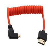 HangTon Micro-HDMI to HDMI 8K 4K 60p Red Braided Coiled 30cm Cable for Canon R5C R8 R10 Sony A7C A7RIV X-T50 Sigma FP Camera ATOMOS Ninja V Ultra Feelword Monitor, Type A D HDMI 2.1