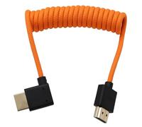 HangTon Right Angle HDMI 8K 4K Cable for Sony FX30 FX6 A9M3 A1 A7RV A7IV, Lumix G9 GH5M2 GH7 S1R, Nikon Z6III, Canon C70 R5II, FEELWORLD Portkeys LH7P LH5H, ATOMOS Ninja V, Orange Braided Coiled