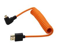 HangTon Right Angle Micro-HDMI to HDMI 4K60 8K Raw Cable for ATOMOS Ninja V Ultra, Sony ZV-E10 A7C A7R4 A6700, Canon R6II R5C R10, Lumix S5 S9 G100, Fujifilm X-T50, Orange Braided Coiled 30cm
