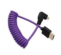 HangTon Right Angle Micro-HDMI to HDMI 8K Cable for ATOMOS Ninja V Shinobi, Sony ZV-E10 A7C A7R4 A6700, Canon R6II R5C R10, Lumix S5 S9 G100, Fujifilm X-T50, Purple Braided Coiled 30cm