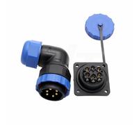 HangTon TY28 6 Pin 25A Female Male Connector, Panel Mount Socket and Angled 90°Wire Plug, Screw Connection Solder-Free Quick-Disconnect for Waterproof Outdoor Electrical Power