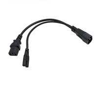 HangTon UPS PDU Power Cord Y Splitter Extension Cable IEC320 C14 Male to C13 + C7 for Computer 30cm
