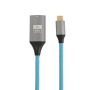 HangTon USB-C to HDMI Female Adapter Cable 4K 60Hz for iPhone 15/16 Pro Max, MacBook Pro/Air, Samsung HUAWEI Laptop Phone to TV Monitor Projector Display, Screen Mirroring, Blue Braided, 20cm