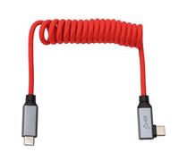 HangTon USB-C to USB Type C 20Gbps PD 100W 4K60 Data Power Video Cable for iPhone 15 16 17, R5C R6ii A7C FX30 A1 BMPCC ZCAM Camera, Samsung SSD Laptop Monitor, Right Angle Red Braided Coiled 30cm