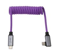 HangTon USB Type C 20Gb/s 100W 4K60Hz Data Power Video Recording Cable for Samsung SSD LUMIX Nikon Canon Sony Camera iPhone Laptop Display Monitor, Right Angle USB-C Braided Coiled 30cm