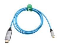 HangTon USB Type-C to HDMI Cable 4K 60P for Laptop Phone Tablet to HD TV Monitor Projector Display, for iPhone 15/16, MacBook Pro/Air, Dell, Galaxy S24, Blue Braided, 90cm