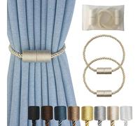 Hangtty Magnetic Curtain Tiebacks 2 Pack Beige Curtain Rope Tieback Curtain Holders for Drapes Modern Tie Backs Decorative Curtain Holdbacks