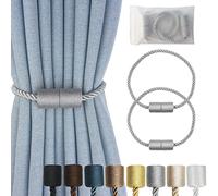 Hangtty Magnetic Curtain Tiebacks 2 Pack Grey Curtain Rope Tieback Curtain Holders for Drapes Modern Tie Backs Decorative Curtain Holdbacks