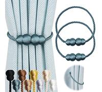 Hangtty Magnetic Curtain Tiebacks 2 Pack Rope Decorative Curtain Tie Backs Elegant Curtain Holders for Drapes Outdoor Window Treatment Holdbacks, Blue