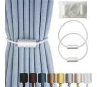 Hangtty Magnetic Curtain Tiebacks 2 Pack White Rope Tieback Curtains Holders for Drapes Modern Tie Backs Decorative Window Treatment Holdbacks