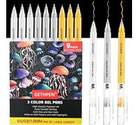 HANGYING 9Pcs White Gel Pens 0.6/0.8/1.0mm Gold Silver Opaque Black Paper
