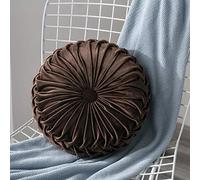 HANHAN Extra Thick Seat Cushion Pads Velvet Round Chair Booster Cushions,Garden Cushion Back Support Cushion for Sofa/Dining/Car-38x38x10cm-Brown