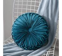 HANHAN Extra Thick Seat Cushion Pads Velvet Round Chair Booster Cushions,Garden Cushion Back Support Cushion for Sofa/Dining/Car-38x38x10cm-Navy