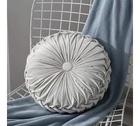 HANHAN Extra Thick Seat Cushion Pads Velvet Round Chair Booster Cushions,Garden Cushion Back Support Cushion for Sofa/Dining/Car-38x38x10cm-Grey