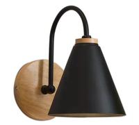 HANHJ Indoor Wall Sconce Battery Operated Light 1 Pack,Wireless Sconces Lights with Remote,Modern Metal Lamp Fixture Decor for No Wire Bedroom Restaurants Loft Kids Reading Room, Black+wood