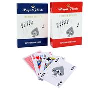 HANIA Royal Playing Cards, 2 Decks, Superior Linen Finish, Standard Index, Professional Poker Sized, Casino Grade, Easy To Shuffle & Durable, Red & Blue