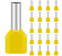 Hanibos 100 Twin Wire End Ferrules, Yellow, 2 x 6 mm², Crimp, Ferrule, Copper, PP Insulated, DIN 46228