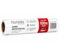 Hanicks 60cm x 100m Clear Self Adhesive Carpet Protector Roll - Temporary Carpet Protection Film, Plastic Floor Cover for Decorating, Painting, Moving House, Renovation & Trade Use