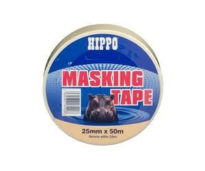 Hanicks Hippo General Purpose Masking Tape Sizes: 25/38/50/75mm x 50m Long H18400/H18401/H18402/H18408 Genuine Part (25mm Width)