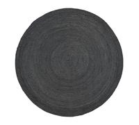 HANIESTA Round Jute AnthraciteRug, Natural Coil Handmade Rug in 100% Undyed Jute, Woven Area Rug for Living Room, Bedroom, Hallway & Scandinavian Home Decor, 200x200 cm