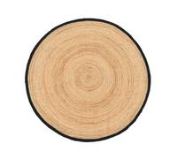 HANIESTA Round Jute Rug Shadow Edge Natural/Anthracite, 100% Natural Jute, 200x200 cm, Handmade Woven Boho Rug for Living Room, Bedroom and Reading Corner