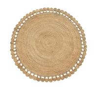 HANIESTA Terra Halo Solana Round Jute Rug Natural 100x100 cm, Handcrafted Circular Woven Area Rug for Living Room Bedroom Hallway, Boho Scandi Home Decor