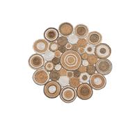 HANIESTA Terra Mosaic Solana Tikki Round Handmade Natural Jute Area Indoor Rug, 120x120cm, Reversible Boho Pattern Modern Hand Woven Circle Rug for Living Room, Bedroom, Entryway & Home Decor, 14 mm