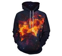 HaniLav Hoodies for Men Women Novelty 3D Graphic Pullover Sweatshirt Hoodie Cool Funny Galaxy Hoody with Pocket S-6XL, Orange Galaxy, X-Large