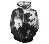 HaniLav Hoodies for Men Women Novelty 3D Graphic Pullover Sweatshirt Hoodie Cool Funny Galaxy Hoody with Pocket S-6XL, White Black, Medium